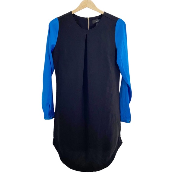 Mossimo Black Shift Tunic Dress With Long Blue Sleeves, Size XS - Picture 1 of 10